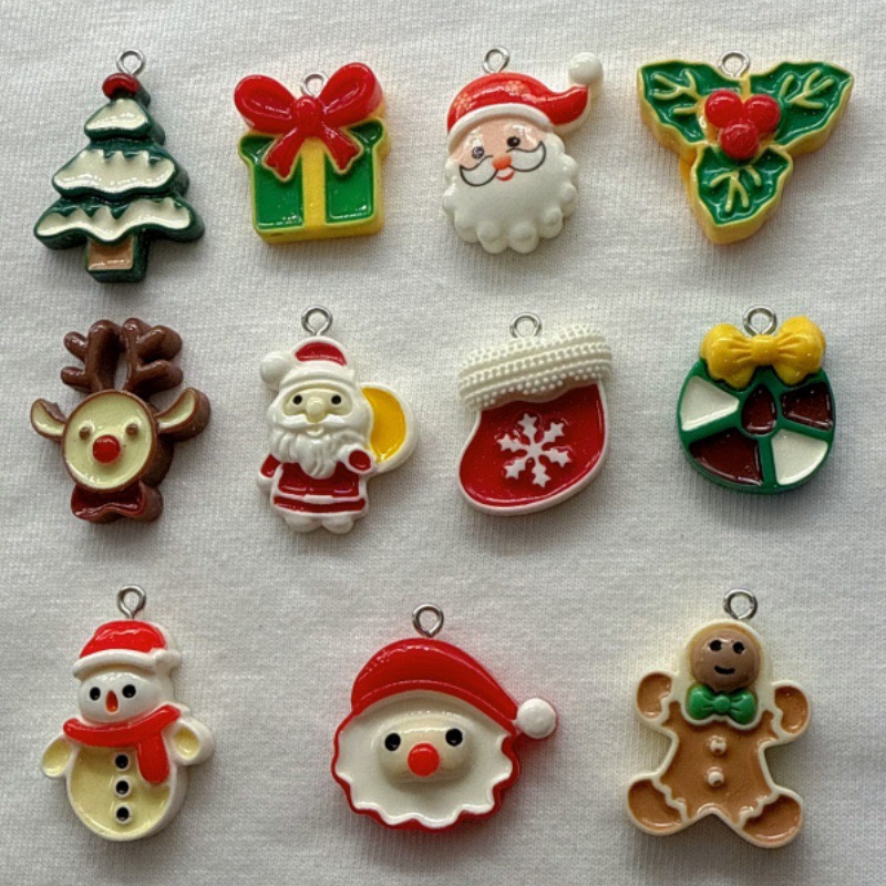 Resin Craft Projects - 10pcs Christmas Cartoon Series Resin Pendant