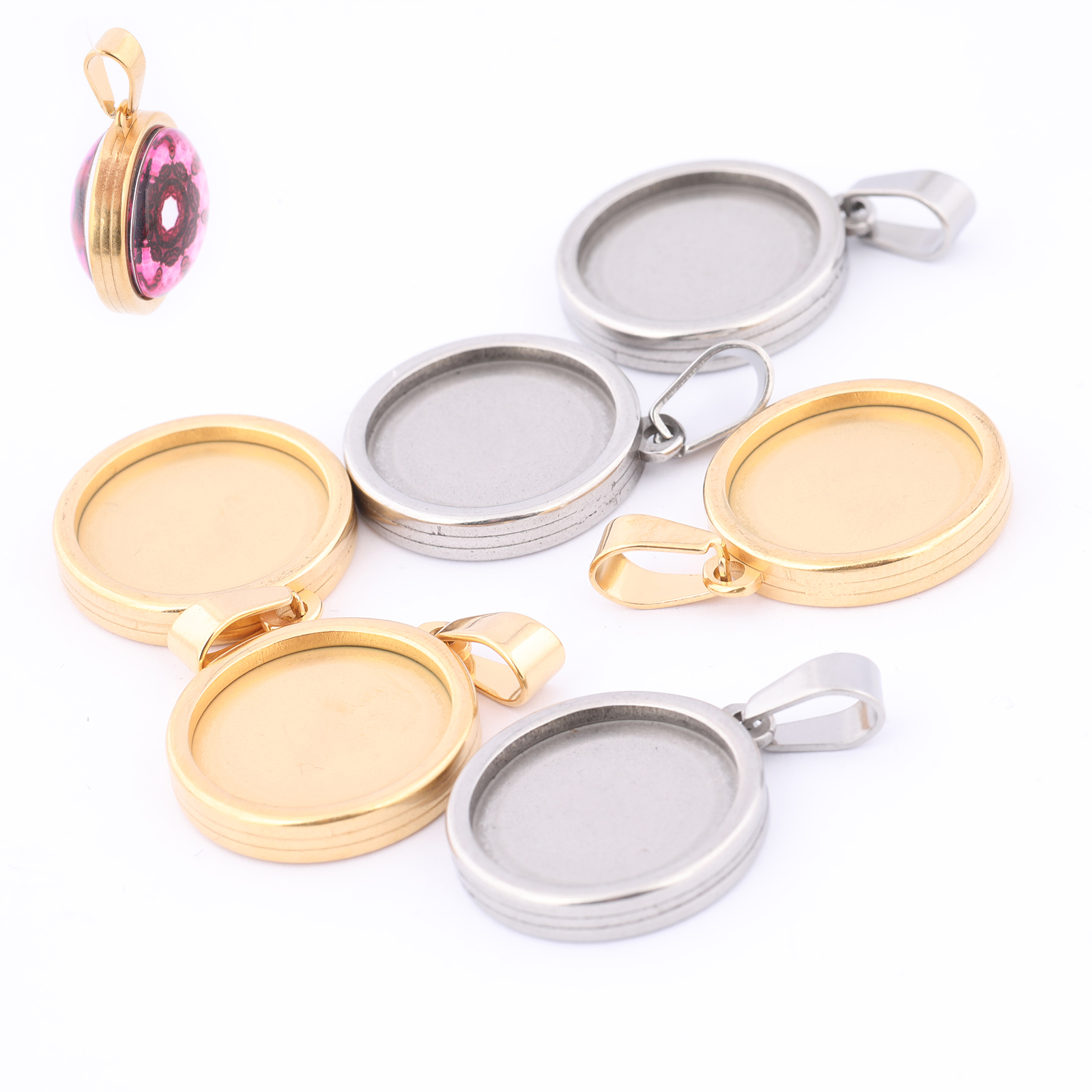 5pcs Stainless Steel Gold Plat - Bezels Set Pendant review and price