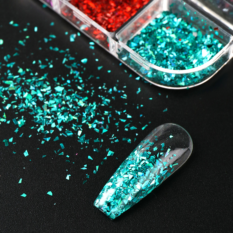 12 Grids Irregular Flakes Nail - Gold Foil Flakes review and price
