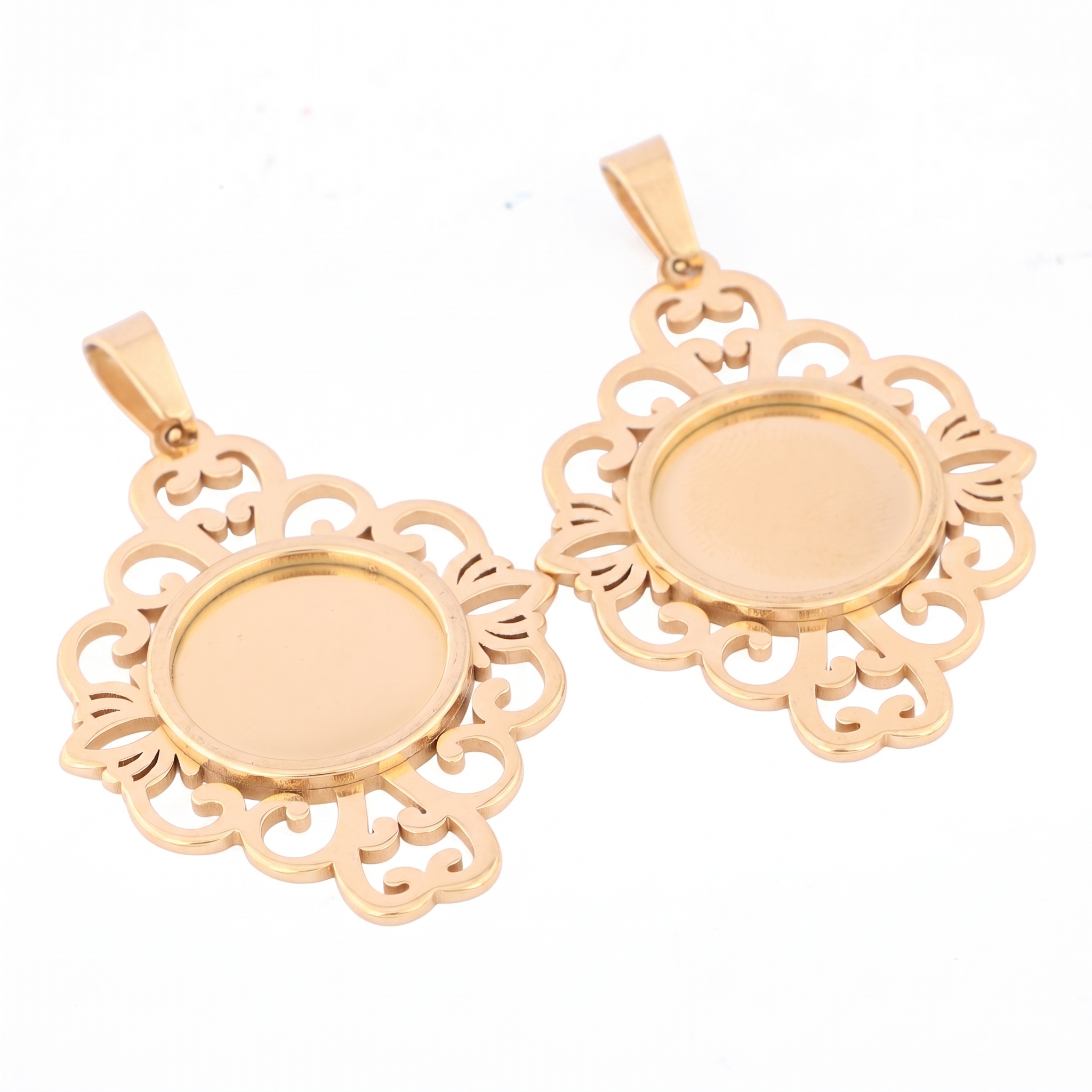 5pcs Stainless Steel Filigree  - Bezels Set Pendant review and price