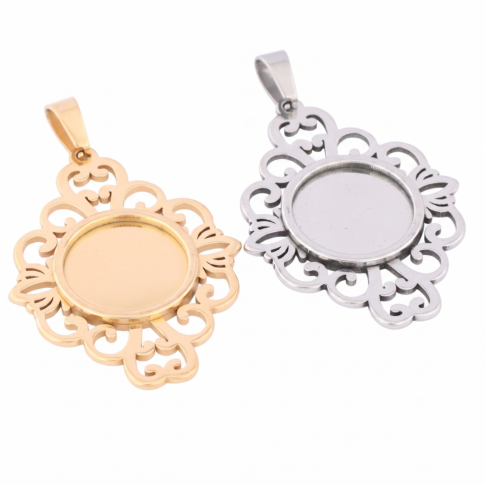 5pcs Stainless Steel Filigree  - Bezels Set Pendant review and price