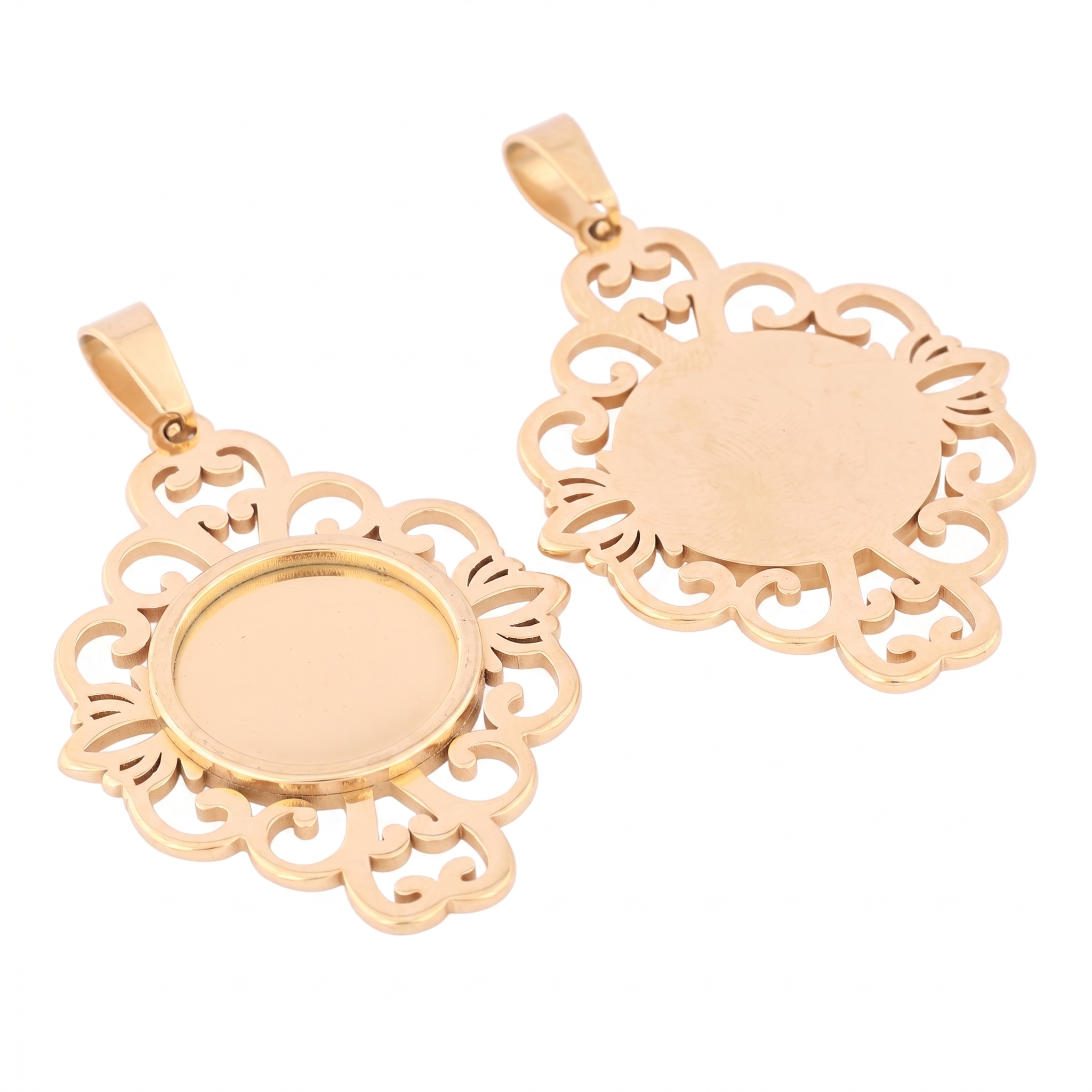 5pcs Stainless Steel Filigree  - Bezels Set Pendant review and price