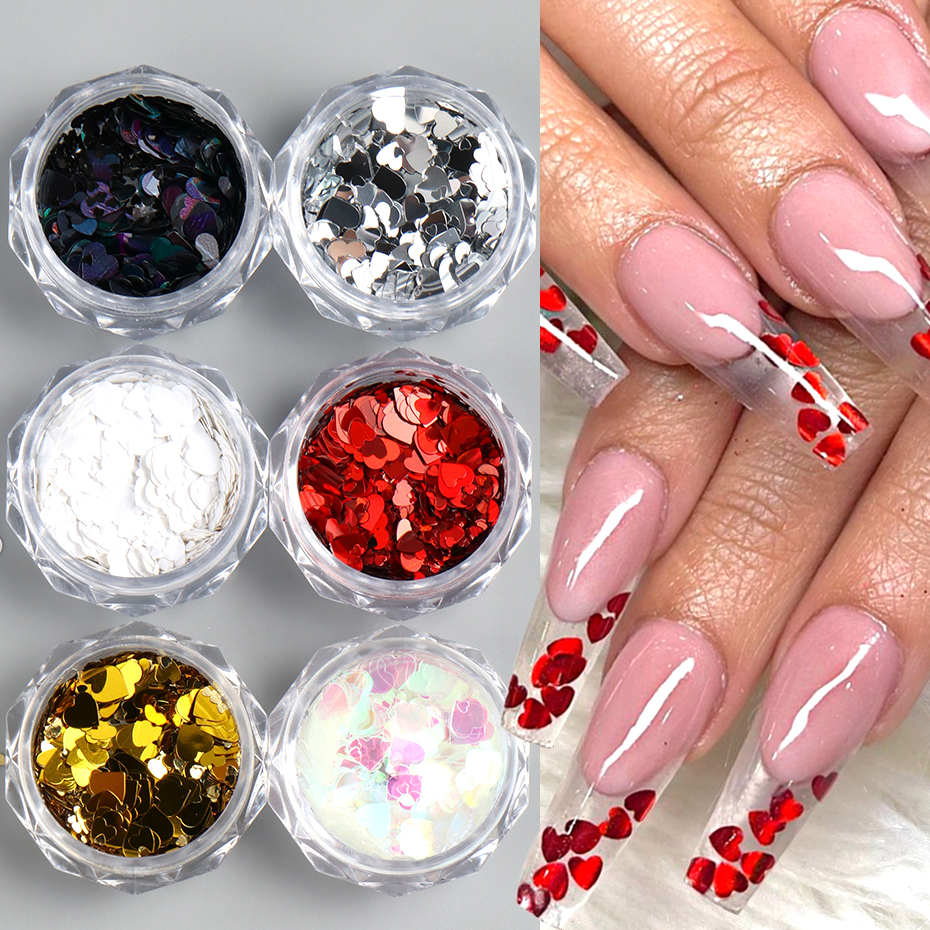 6pcs Love Heart Nail Sequins F - Gold Foil Flakes review and price