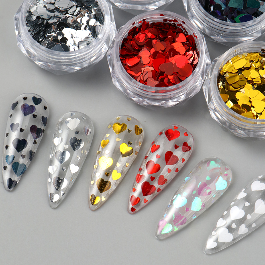 6pcs Love Heart Nail Sequins F - Gold Foil Flakes review and price