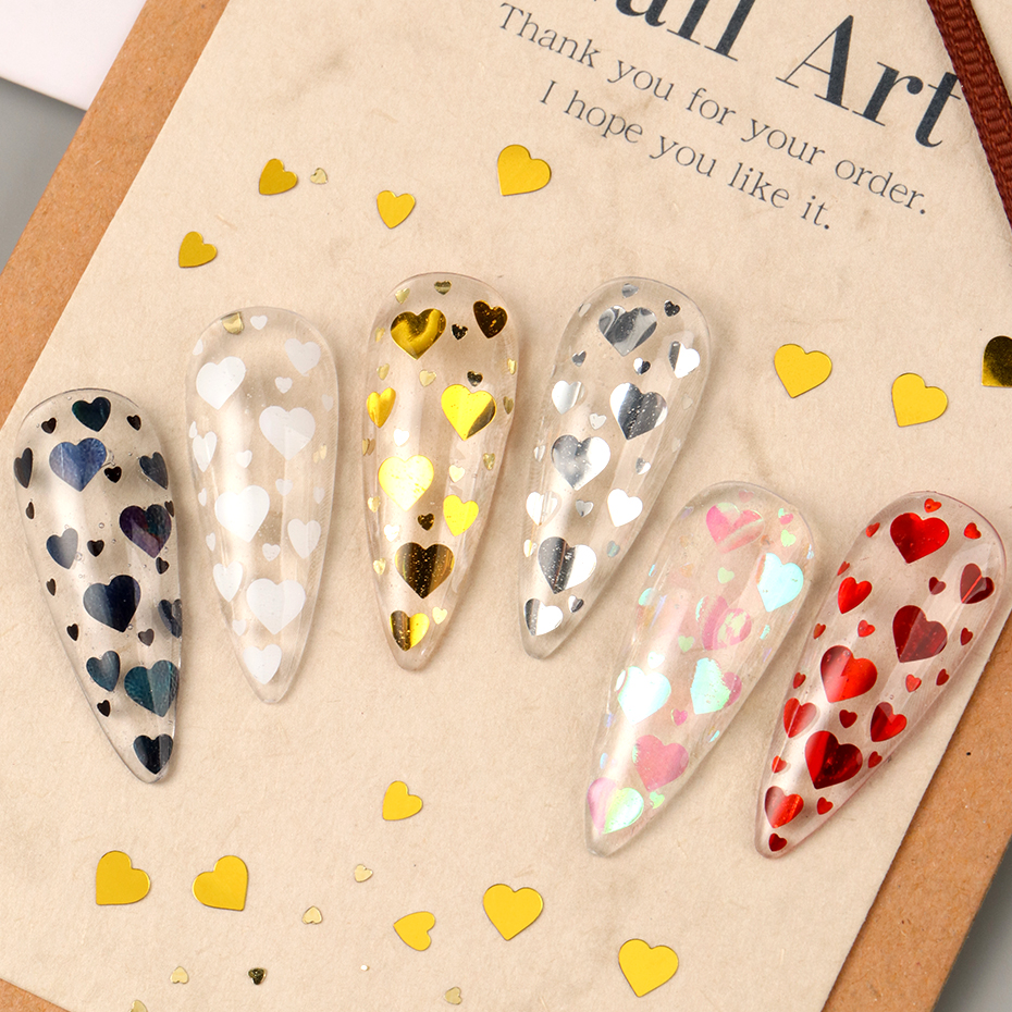 6pcs Love Heart Nail Sequins F - Gold Foil Flakes review and price