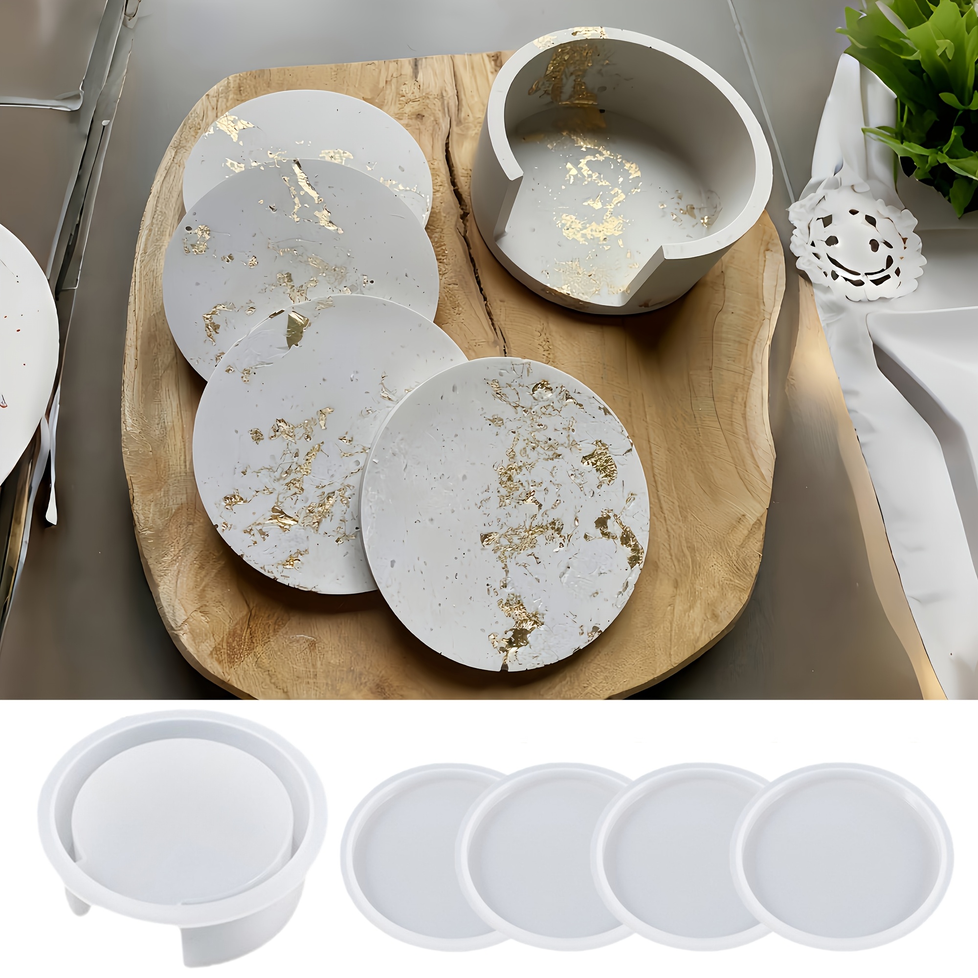 5pcs Round Coaster Silicone Mo - Serving Tray Mold review and price