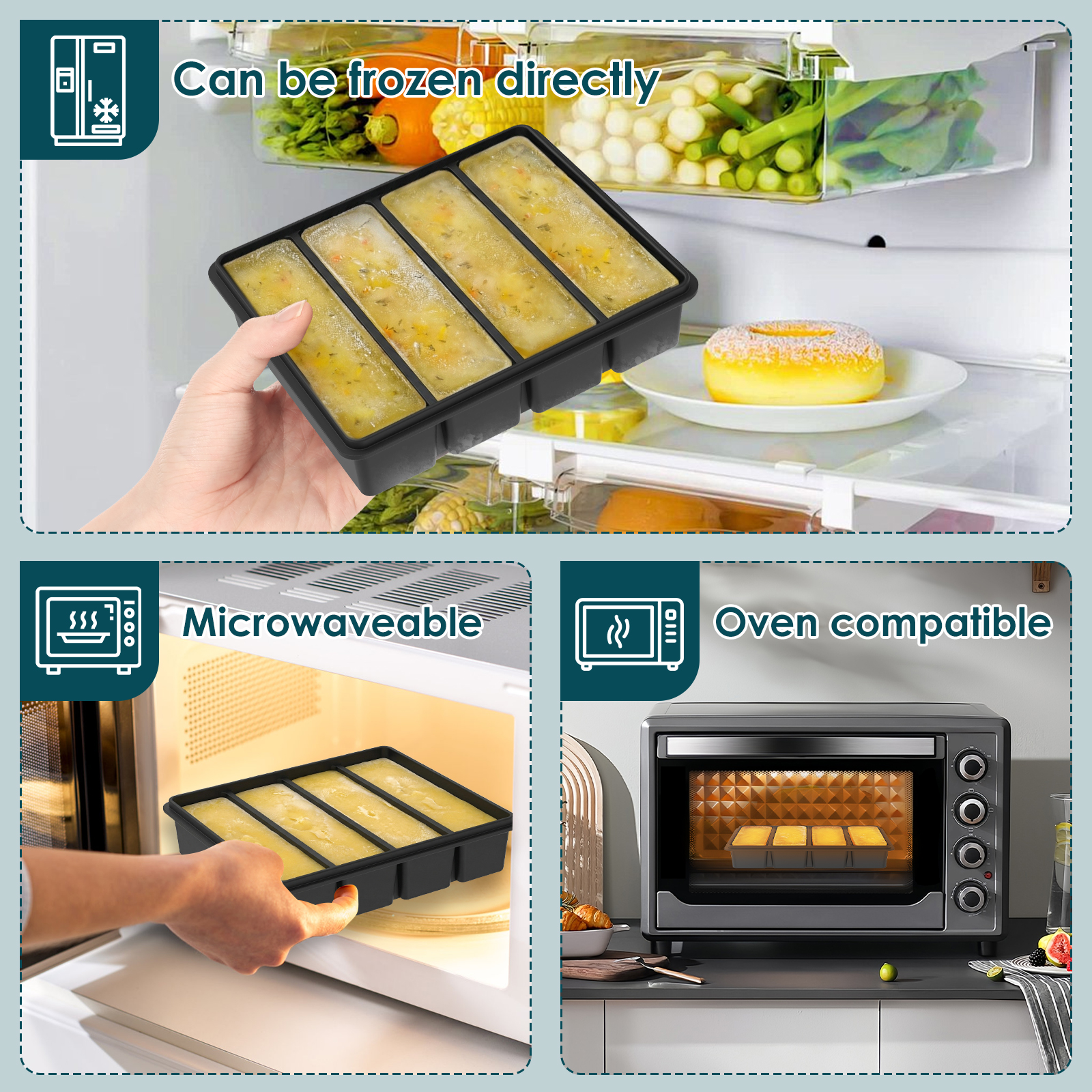 4 Pack Silicone Freezer Tray w - Serving Tray Mold review and price