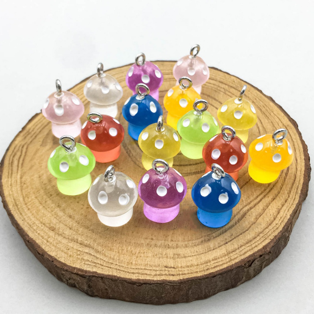 16pcs Luminous Mushroom Charms - Resin Craft Projects review and price