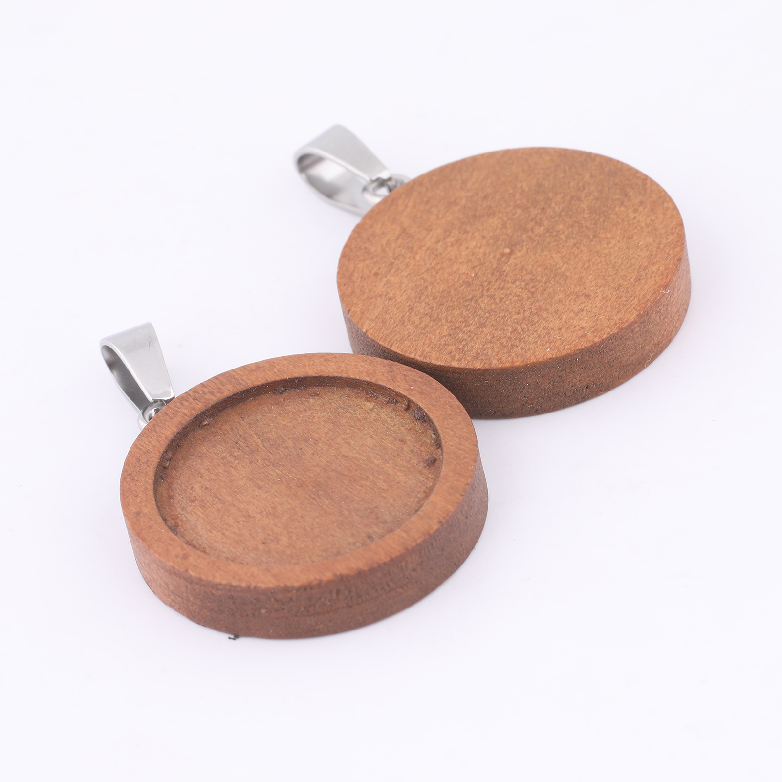 10pcs 20mm Round Wood Cabochon - Bezels Set Pendant review and price