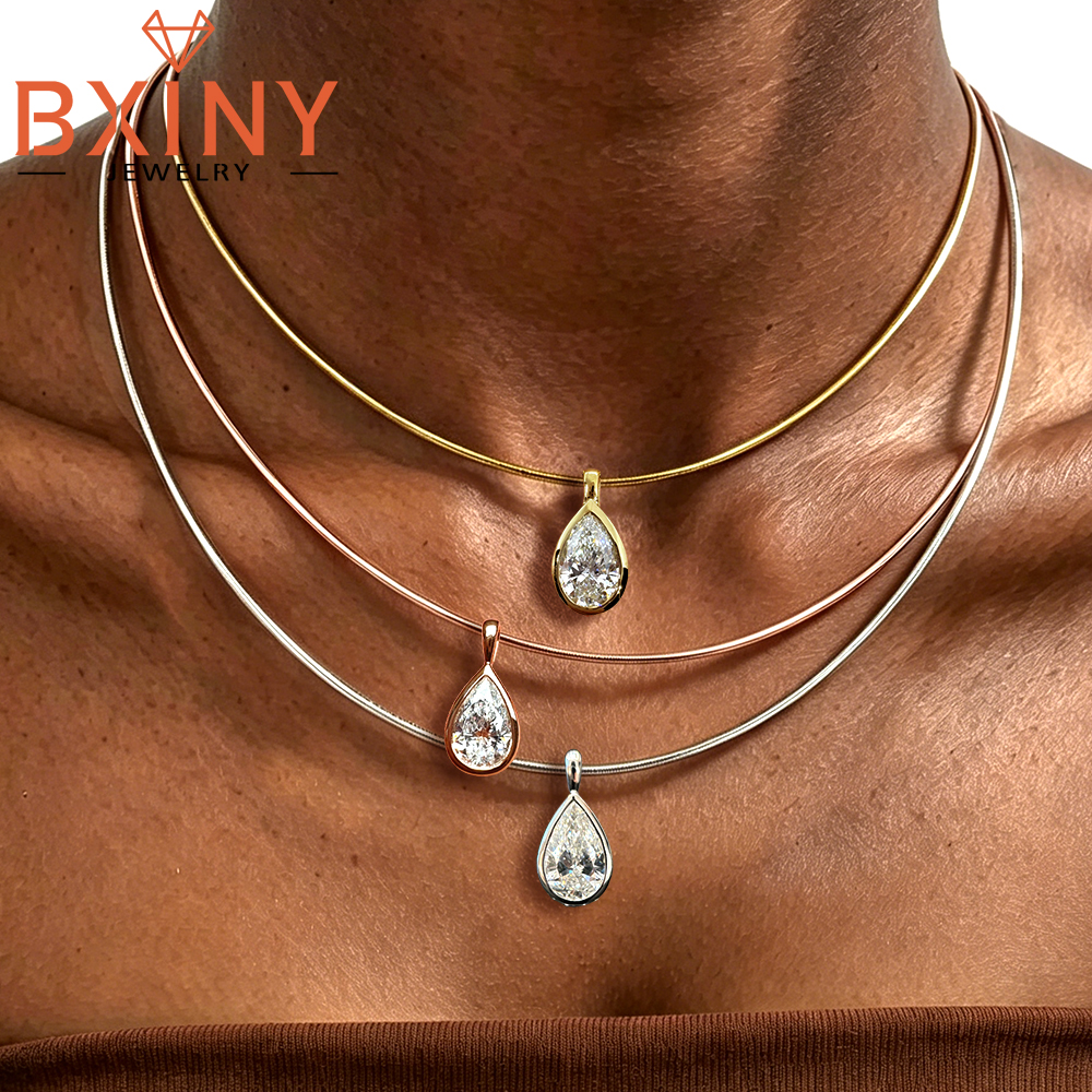 BXINY 3CT Bezel Set Pear Cut M - Bezels Set Pendant review and price