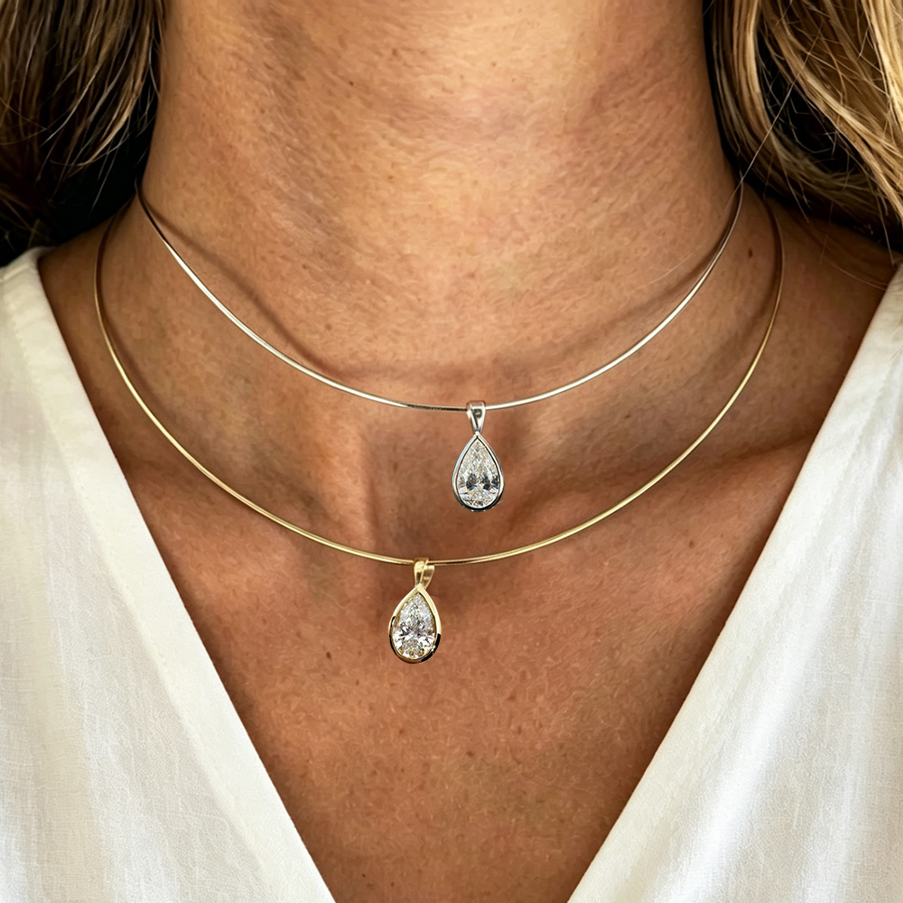 BXINY 3CT Bezel Set Pear Cut M - Bezels Set Pendant review and price
